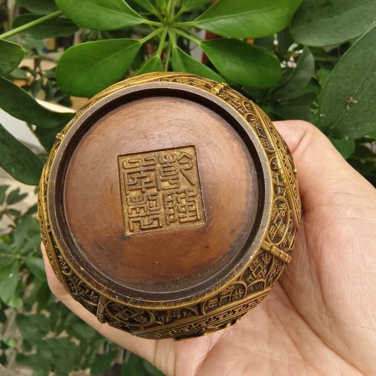 銅細工 聚宝盆 置物 招米 聚米 大盆 工芸品 装飾品 美術品 銅細工