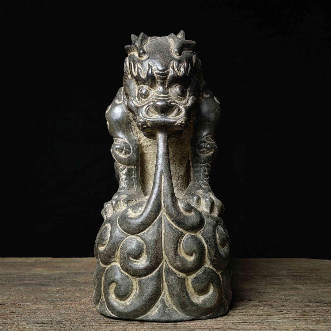 青石 彫刻 吸水獣 瑞獣 開運 風水 工芸品 美術品 置物 - メルカリ