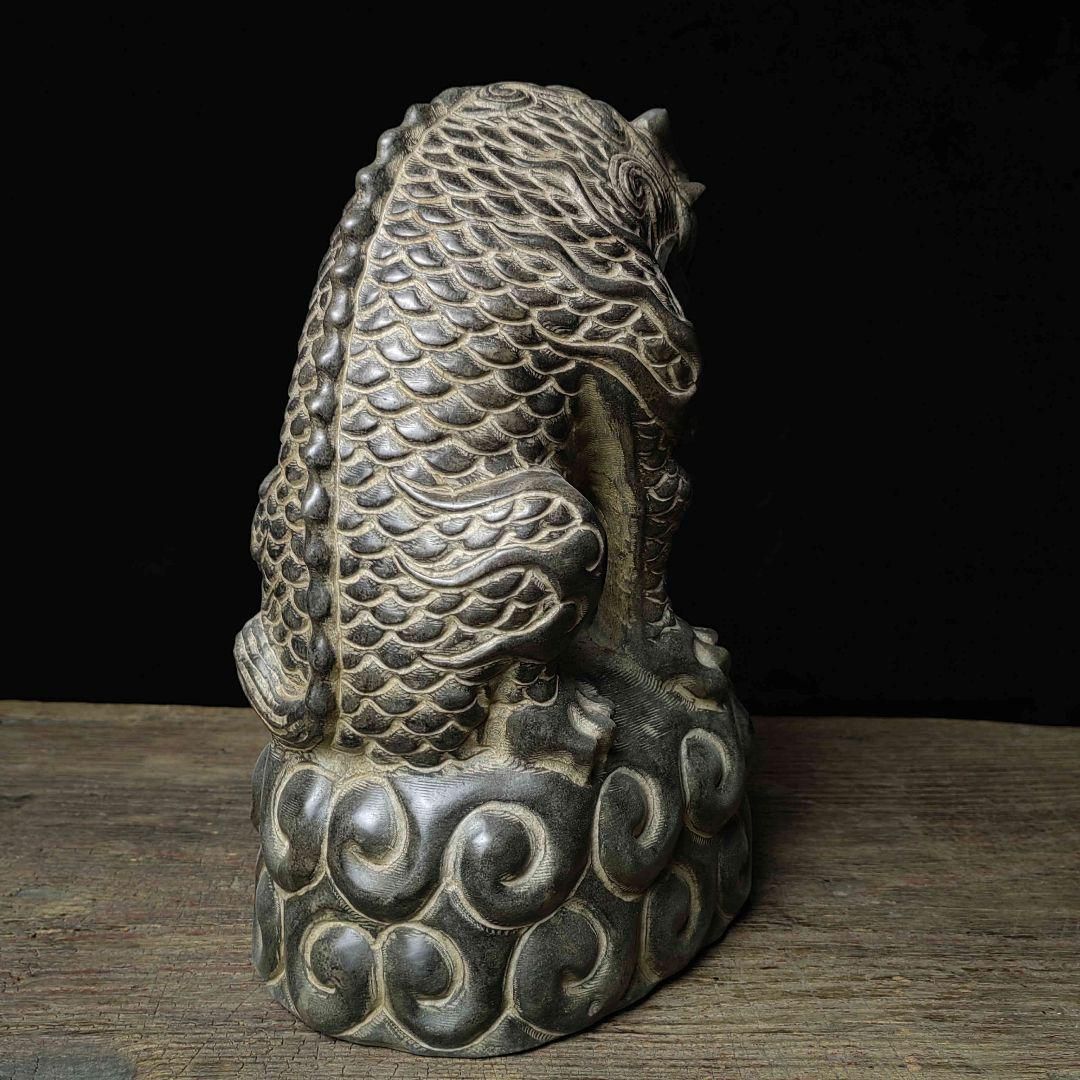 青石 彫刻 吸水獣 瑞獣 開運 風水 工芸品 美術品 置物 - メルカリ