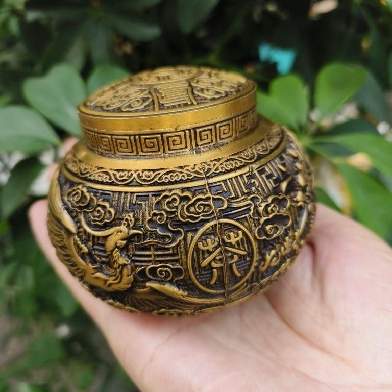 銅 細工 龍鳳 荼葉壺 装飾品 工芸品 美術品 置物 - メルカリ