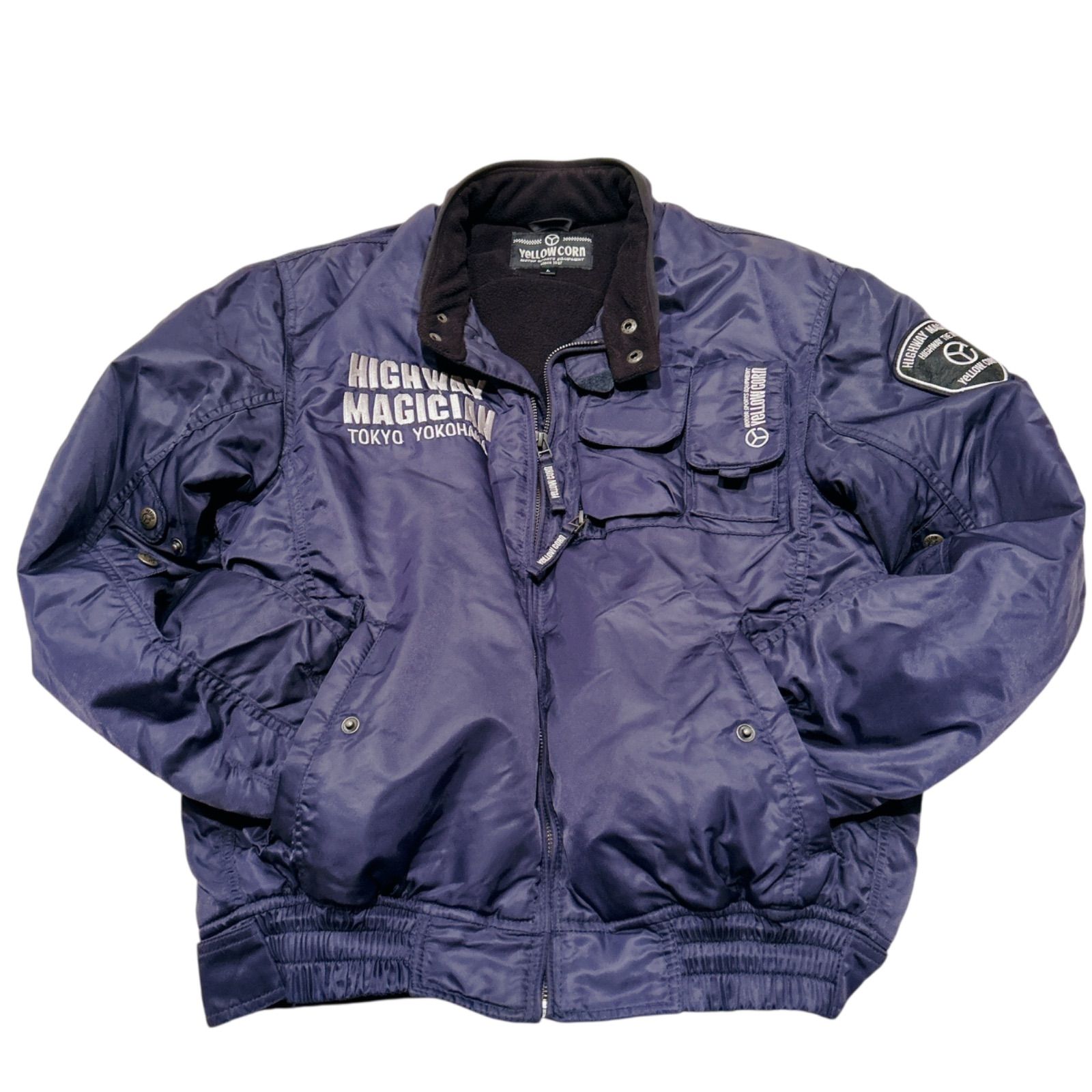 YELLOW CORN イエローコーン フライジャケット YB-6300 n-3b ネイビー ウィンター ジャケット バイク ライダース HIGHWAY MAGICIAN 刺繍 ワッペン