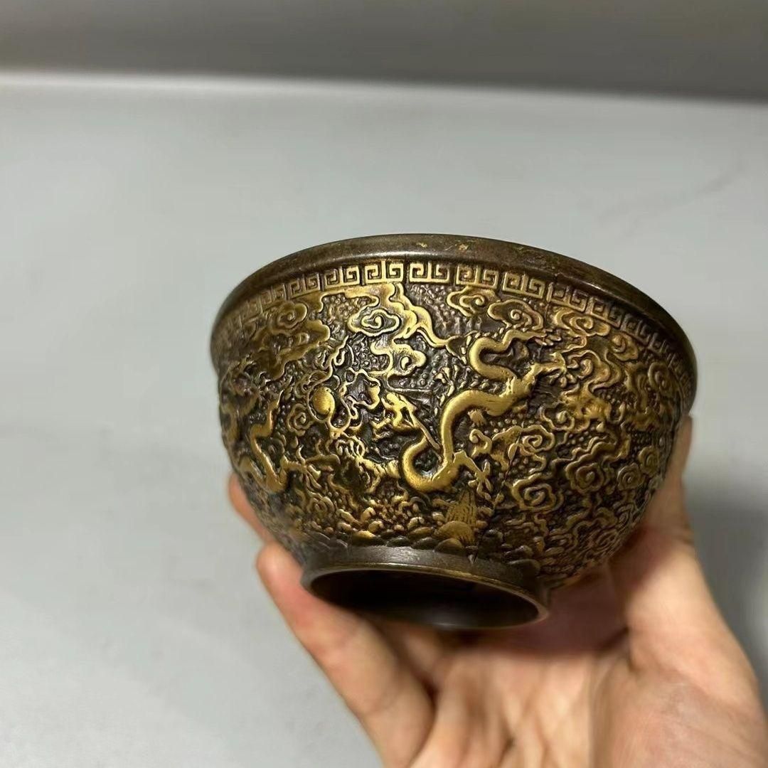 銅 細工 龍碗 仏供碗 装飾品 工芸品美術品 置物 - メルカリ