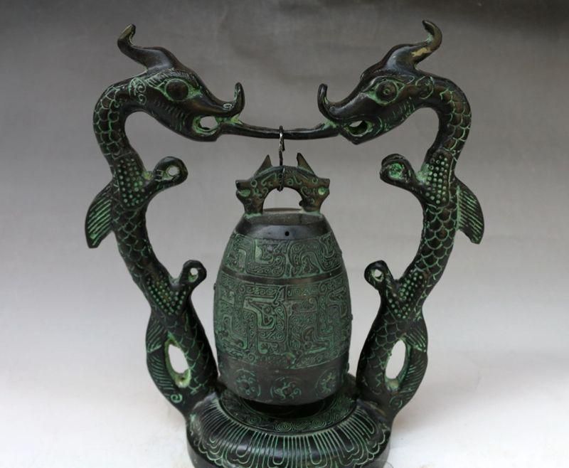 青銅器 双竜鐘曽侯乙編鐘 装飾品 現代工芸品 美術品 置物 - メルカリ