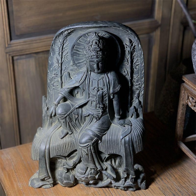 石像 石仏 紫竹自在観音 工芸品 美術品 置物 - メルカリ