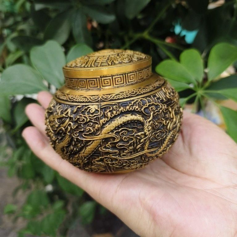 銅 細工 龍鳳 荼葉壺 装飾品 工芸品 美術品 置物 - メルカリ