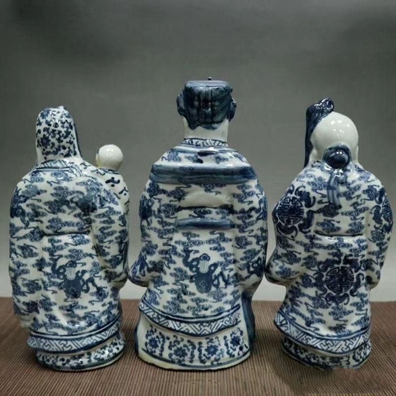 青花 福禄寿 三つ星 磁器 神像 置物 工芸品 美術品 青花 福禄寿 三つ星 磁器 神像 置物 工芸品 美術品 - メルカリ