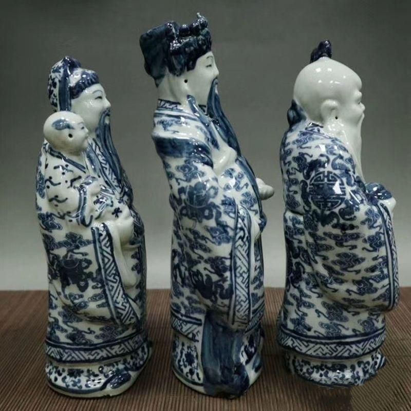 青花 福禄寿 三つ星 磁器 神像 置物 工芸品 美術品 青花 福禄寿 三つ星 磁器 神像 置物 工芸品 美術品 - メルカリ