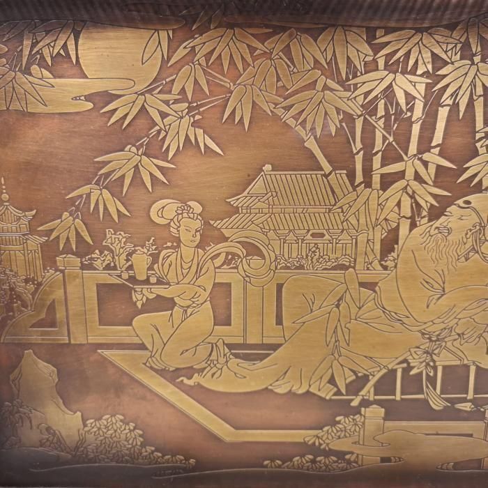 銅盤 果盤 茶盤 東坡愛竹屏風 茶盤 置物 装飾品 工芸品 美術品 - メルカリ