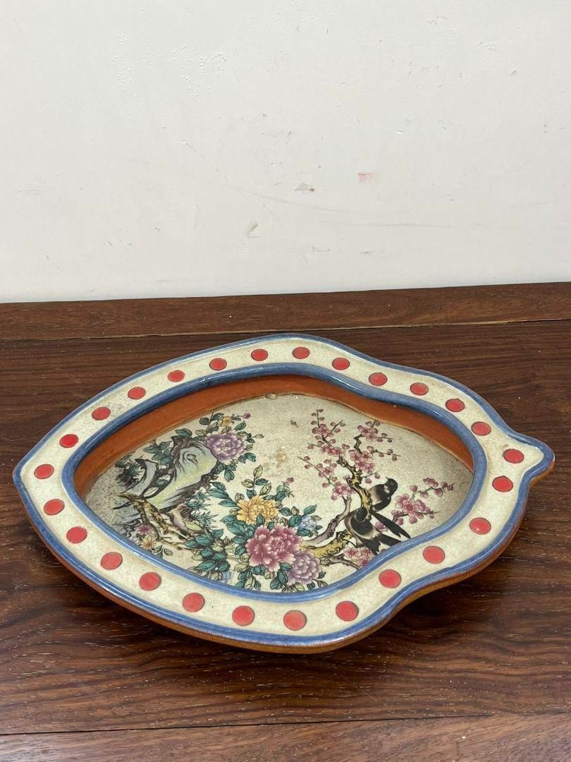 大明万暦 パステル 筆洗 磁皿 茶皿 果皿 置物