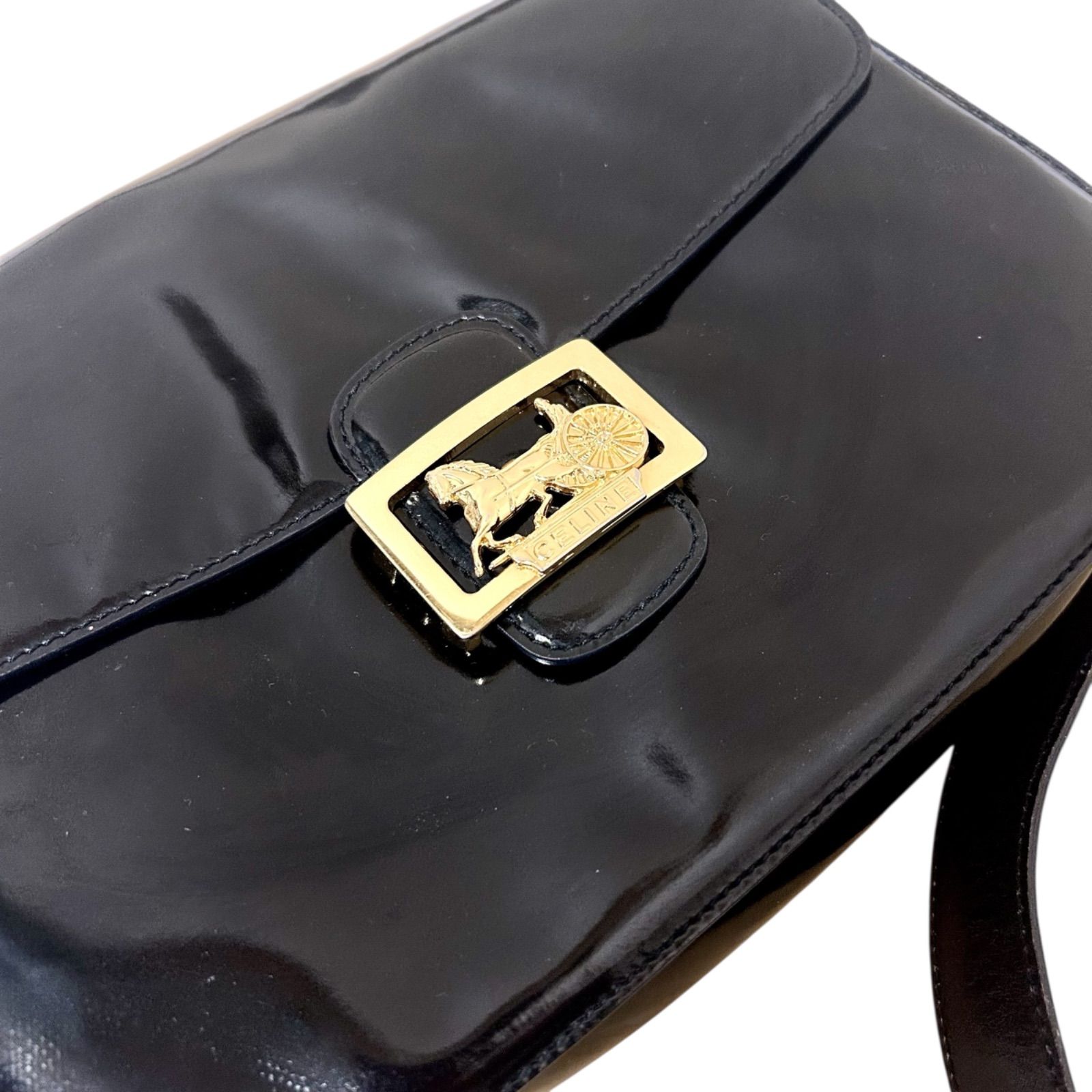 CELINE】セリーヌ ヴィンテージ 馬車金具 保存袋 本革 ショルダー