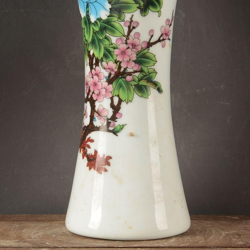 パステル牡丹花鳥紋の梅瓶 景徳鎮 陶磁器 装飾品 現代工芸品 美術品