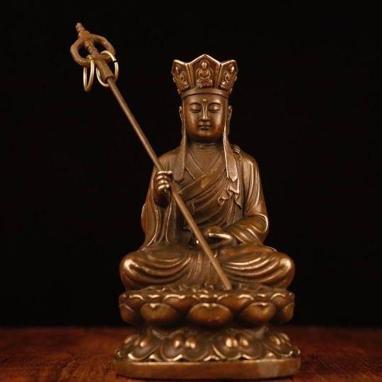 仏教美術 中国 仏像 地蔵王 小仏像 銅製 銅器 - メルカリ