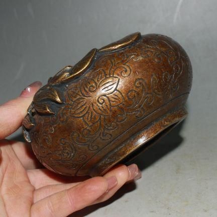 銅 細工 金魚ハスの葉ペン洗い 書道具 文房具 現代工芸品 美術品 置物