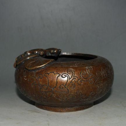 銅 細工 金魚ハスの葉ペン洗い 書道具 文房具 現代工芸品 美術品 置物 銅 細工 金魚ハスの葉ペン洗い 書道具 文房具 現代工芸品 美術品 置物