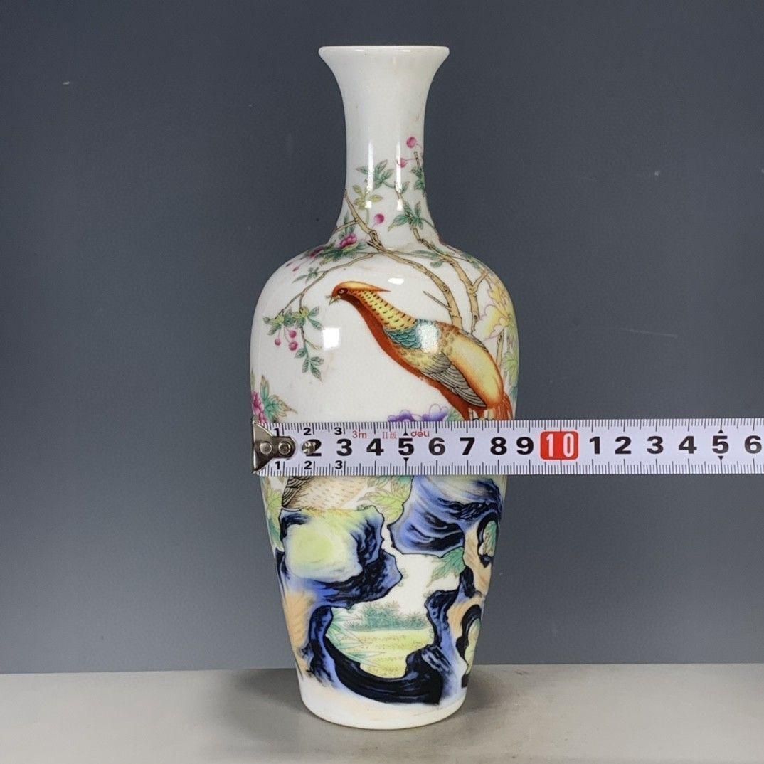 粉彩花鳥富貴吉祥花瓶 景徳鎮 陶磁器 装飾品 現代工芸品 美術品 置物
