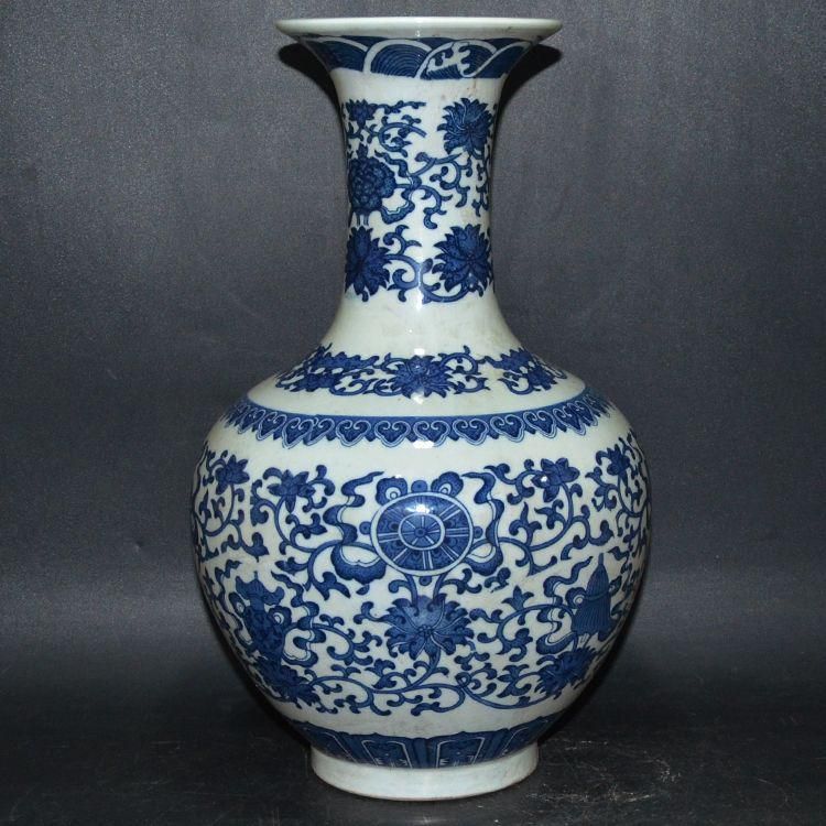 青花八宝纏枝蓮賞瓶 景徳鎮 陶磁器 装飾品 工芸品 美術品 置物 - メルカリ