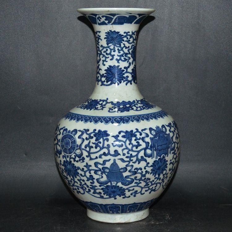 青花八宝纏枝蓮賞瓶 景徳鎮 陶磁器 装飾品 工芸品 美術品 置物 - メルカリ