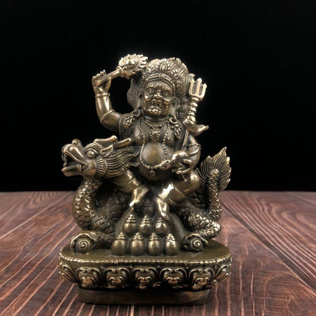 騎竜黄財神仏像 現代 置物