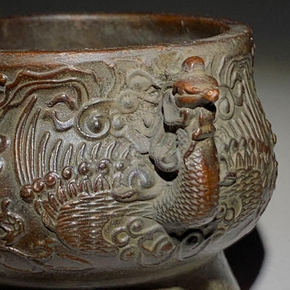 銅 細工 茶道具 香道具 宣徳炉 双鳳香炉 工芸品 美術品 置物 - メルカリ