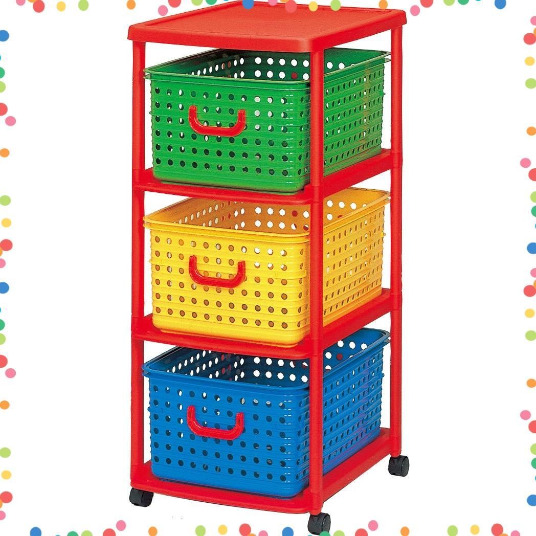 和泉化成 収納バスケット キッズ バスケットラック3型キャスター付 45 56 高103 cm
