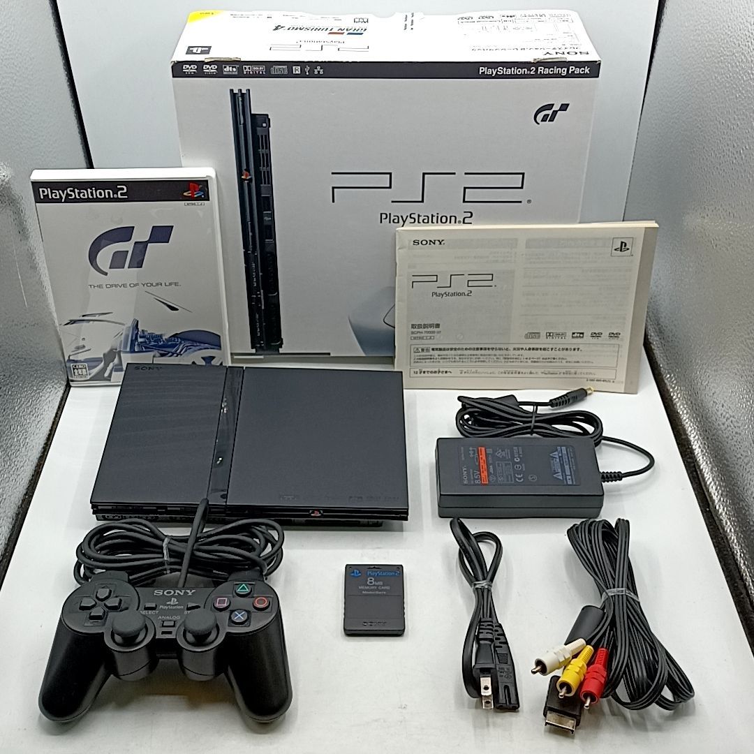 箱説付き 動作品 PS2 薄型 SCPH-70000 GT レーシングパック ブラック 動作 済み プレイステーション２ プレステ２ Playstation 2