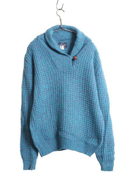 80s ウールリッチ ショール ニット セーター レディース L 紺タグ ヴィンテージ アウトドア ウール リブ編み チャンキー ローゲージ