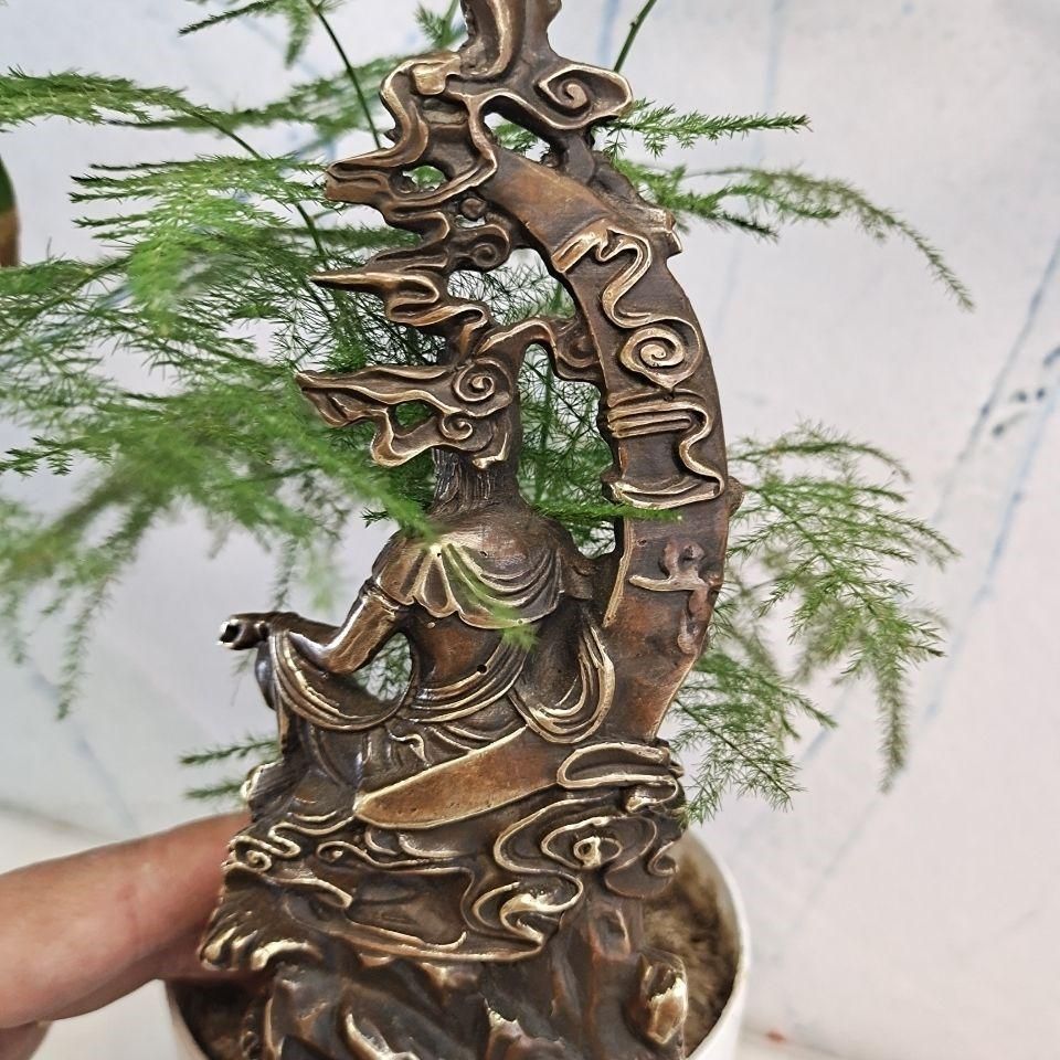 菩薩 水月観音 銅製 仏像 彫刻 置物 開運 風水 現代工芸品 美術品 置物