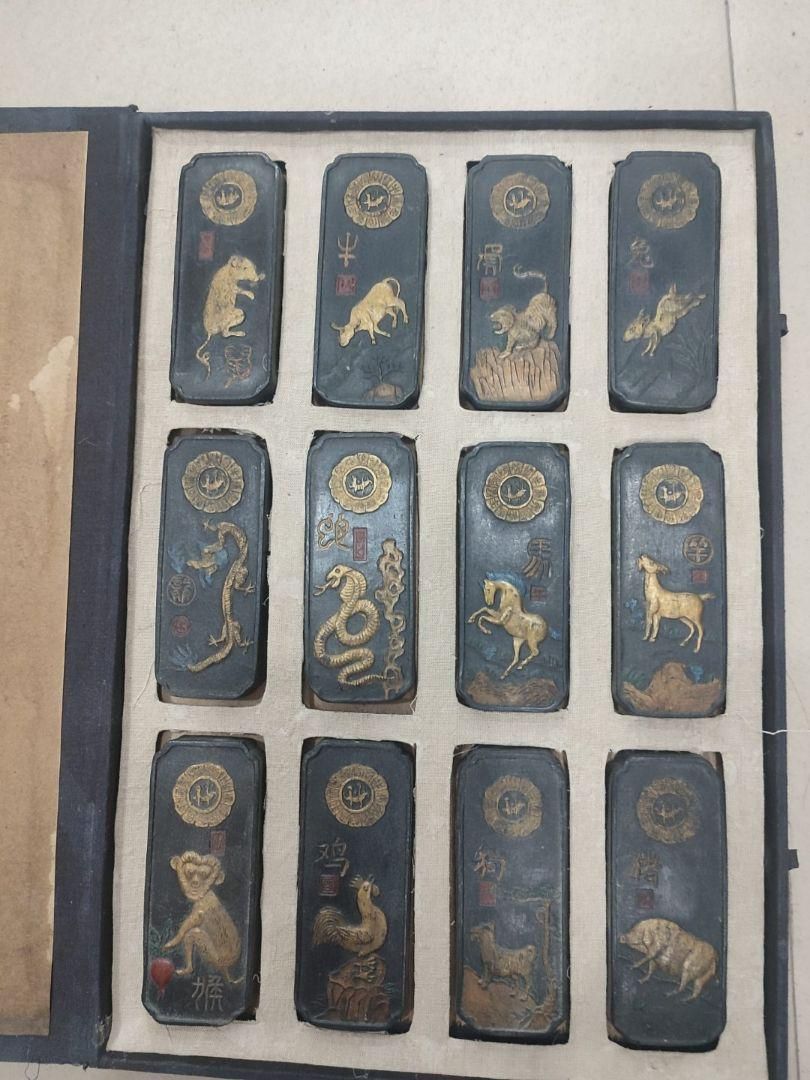 徽墨 十二支 墨塊 墨条 墨汁書道具 文房具