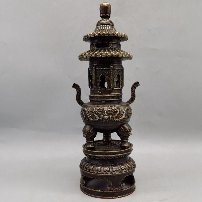 双龍戯珠塔香炉 香道具 仏具 置物