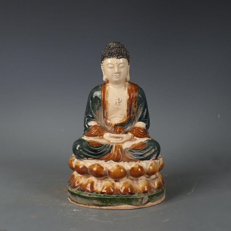 唐三彩 釈迦坐蓮仏 縁起物 工芸品 美術品 置物 唐三彩 釈迦坐蓮仏 縁起物 工芸品 美術品 置物 - メルカリ