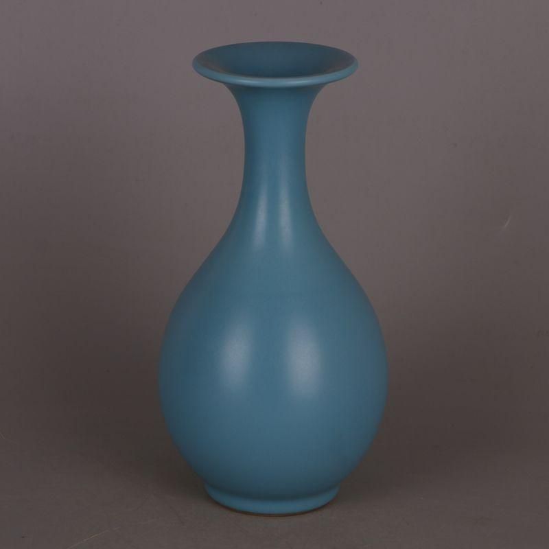 大清雍正天藍釉玉壺春瓶 景徳鎮 陶磁器 装飾品 工芸品 美術品 置物