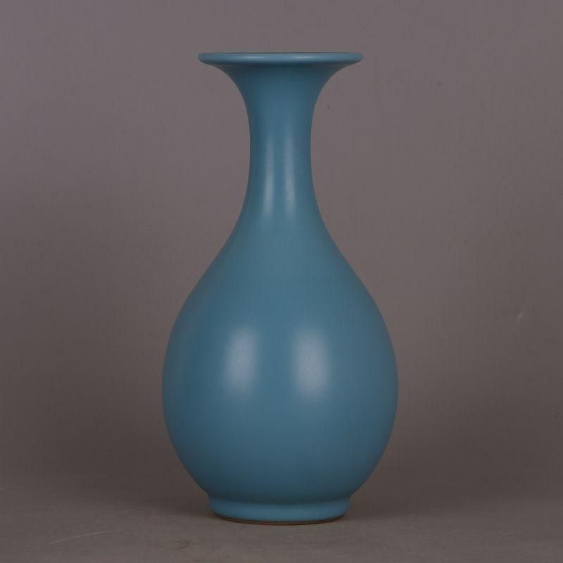 大清雍正天藍釉玉壺春瓶 景徳鎮 陶磁器 装飾品 工芸品 美術品 置物