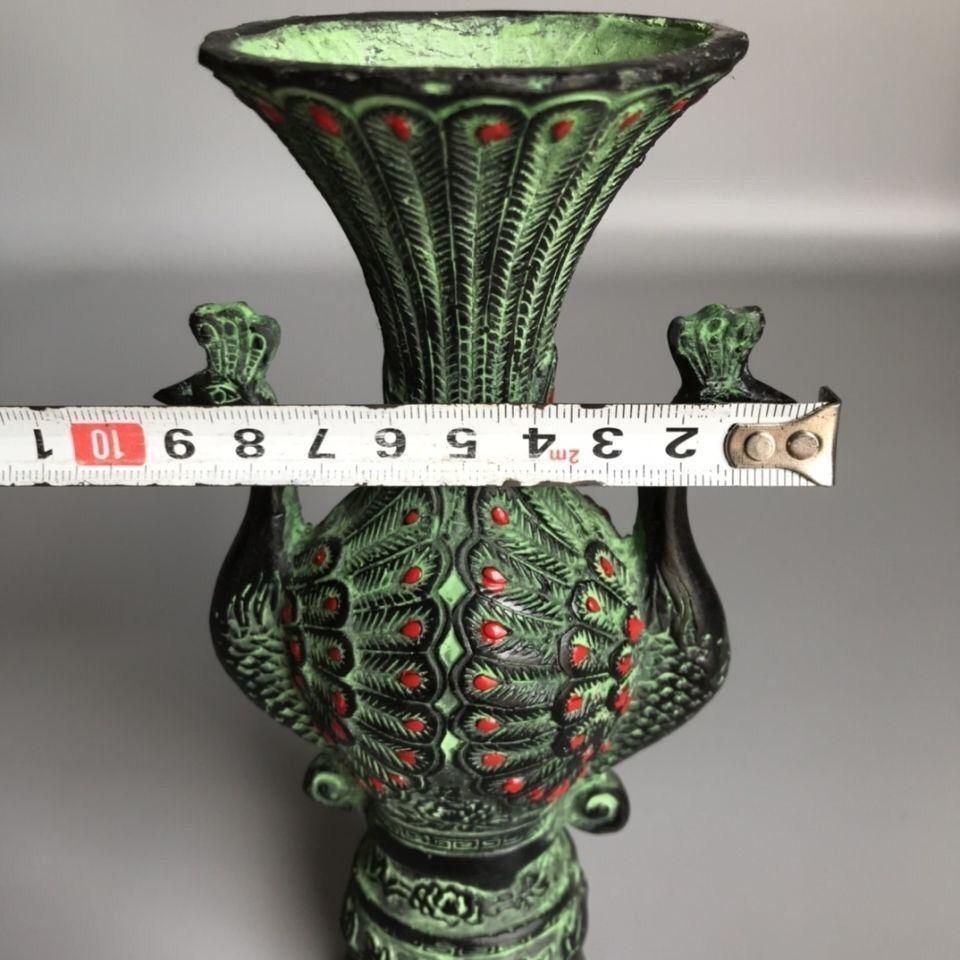 青銅器 双鳳青銅酒杯 孔雀酒樽 装飾品 現代工芸品 美術品 置物 - メルカリ
