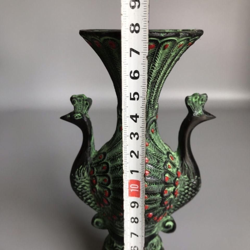 青銅器 双鳳青銅酒杯 孔雀酒樽 装飾品 現代工芸品 美術品 置物 - メルカリ