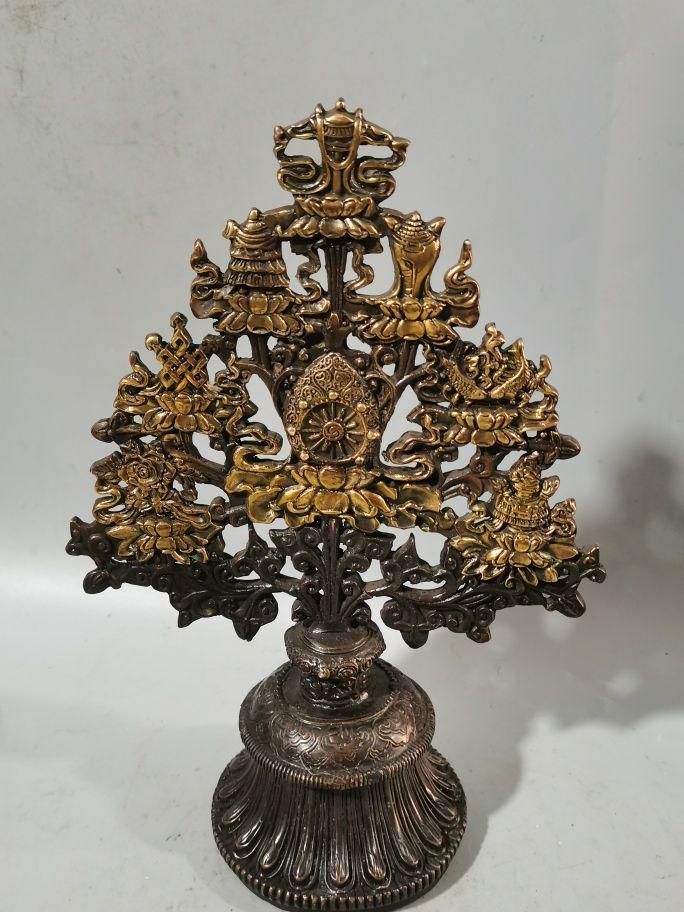 銅 細工 八宝吉祥樹 蔵式密宗法器 鎮宅辟邪 開運風水 招財 置物 工芸品