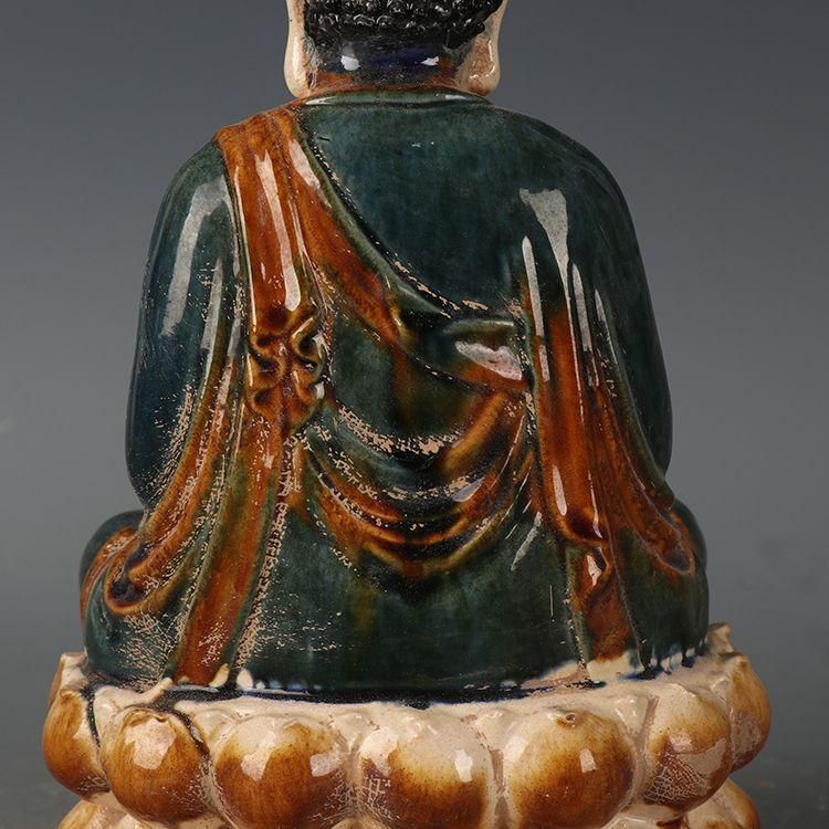 唐三彩 釈迦坐蓮仏 縁起物 工芸品 美術品 置物 - メルカリ