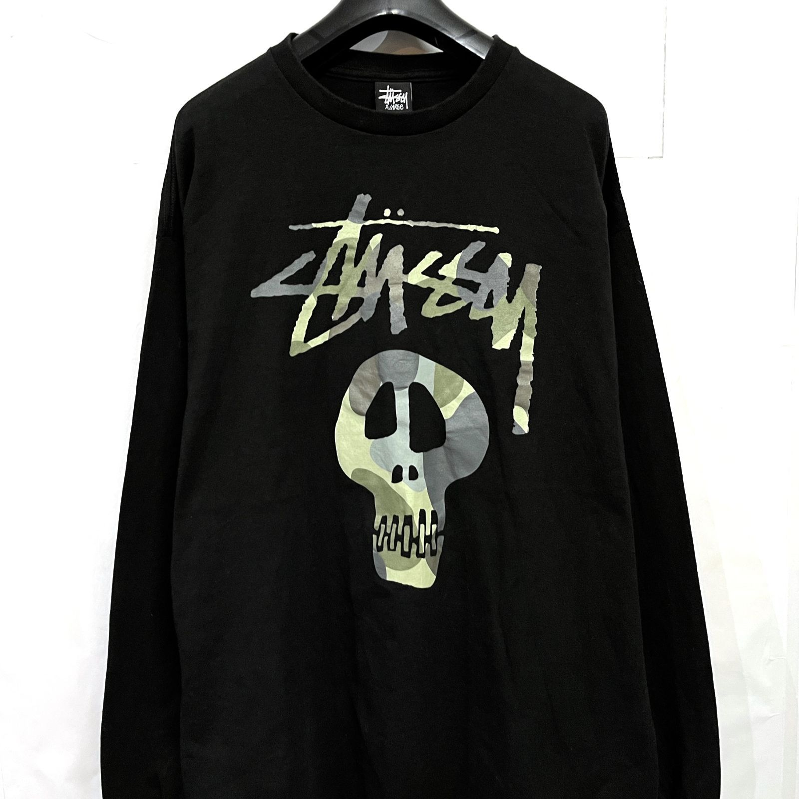 Stussy スカル柄 ブラック長袖シャツ 人気 希少 stussy ステューシー スカル柄 総柄長袖シャツ - メルカリ