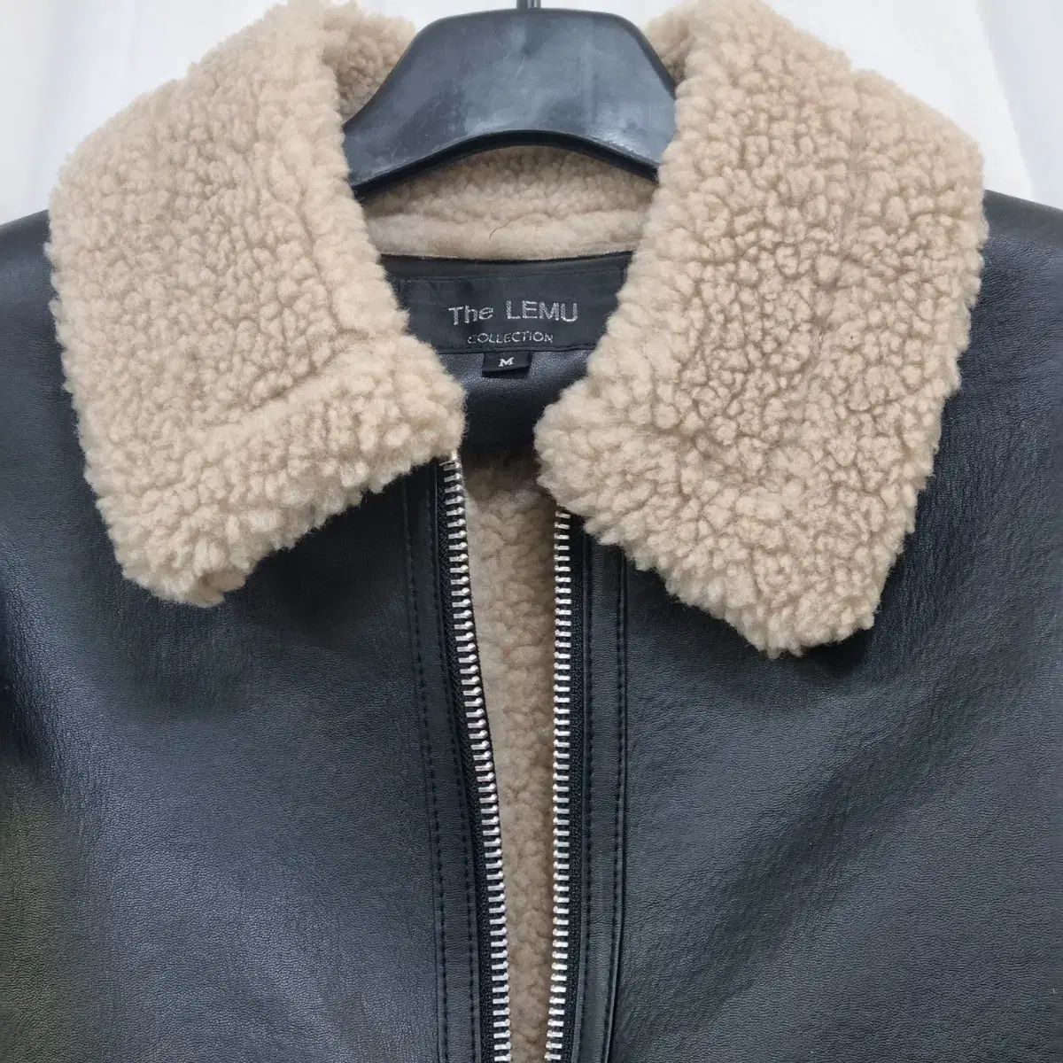 THE LEMUメンズ ブラック ムートン ジャケット 95