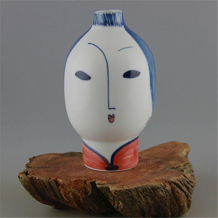 高白泥磁土美女型花瓶 景徳鎮 陶磁器 装飾品 置物