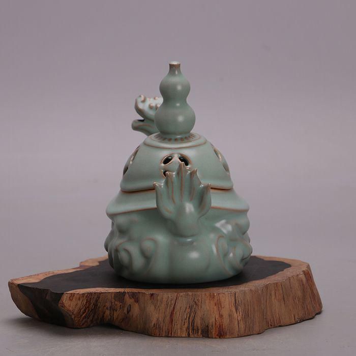 宋汝窯青釉亀紋鉄胎薫炉 工芸品 美術品 置物 - メルカリ