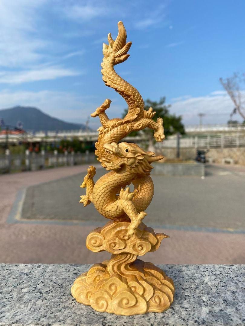 手作り 龍 置物 竜 木彫り 大迫力