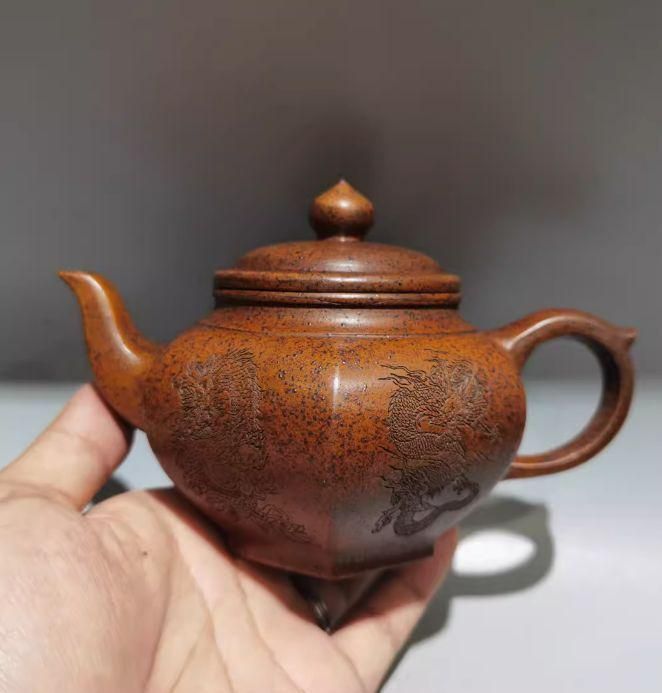 中国茶器 宜興 紫砂壺 六方笑桜壺 茶壷