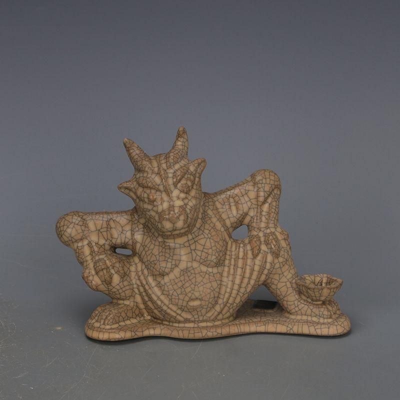 哥窯金糸鉄線神獣熊尊 置物