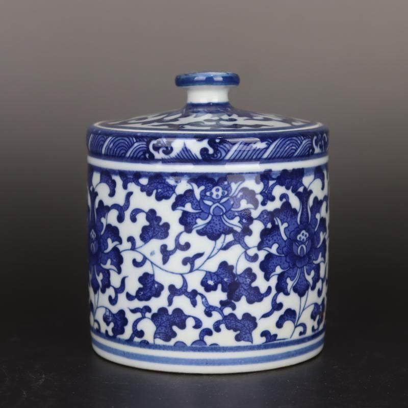 青花纏枝蓮模様茶壺 景徳鎮 陶磁器 茶道具 置物 - メルカリ