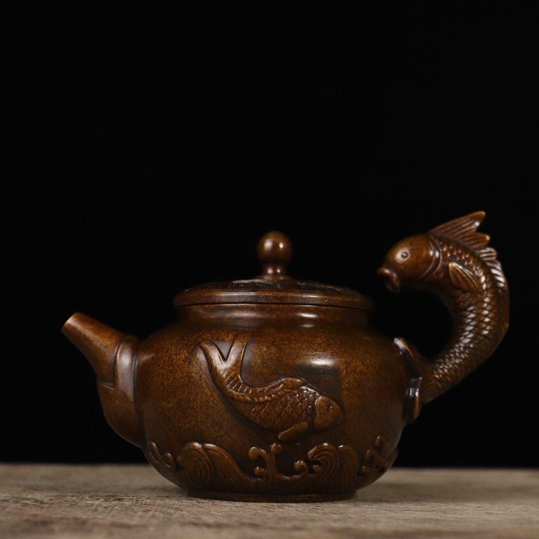 銅 細工 彫刻 年々余りがある 徳利 急須 茶道具 置物