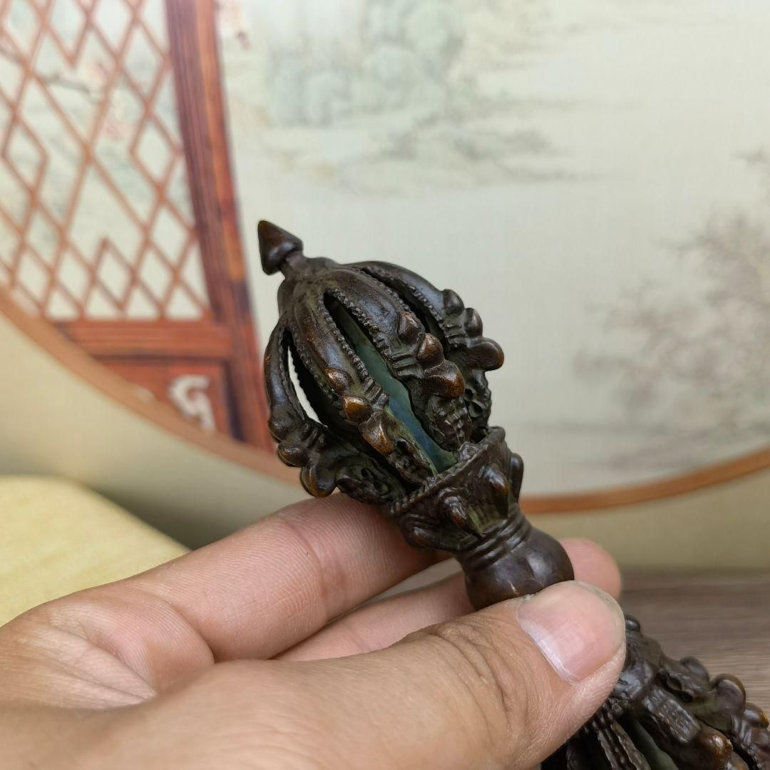 九股法器 金剛杵 降魔杵 密教法器 銅製品 鎮宅辟邪 開運風水 招財 置物