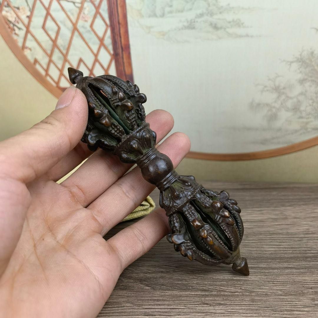 九股法器 金剛杵 降魔杵 密教法器 銅製品 鎮宅辟邪 開運風水 招財 置物