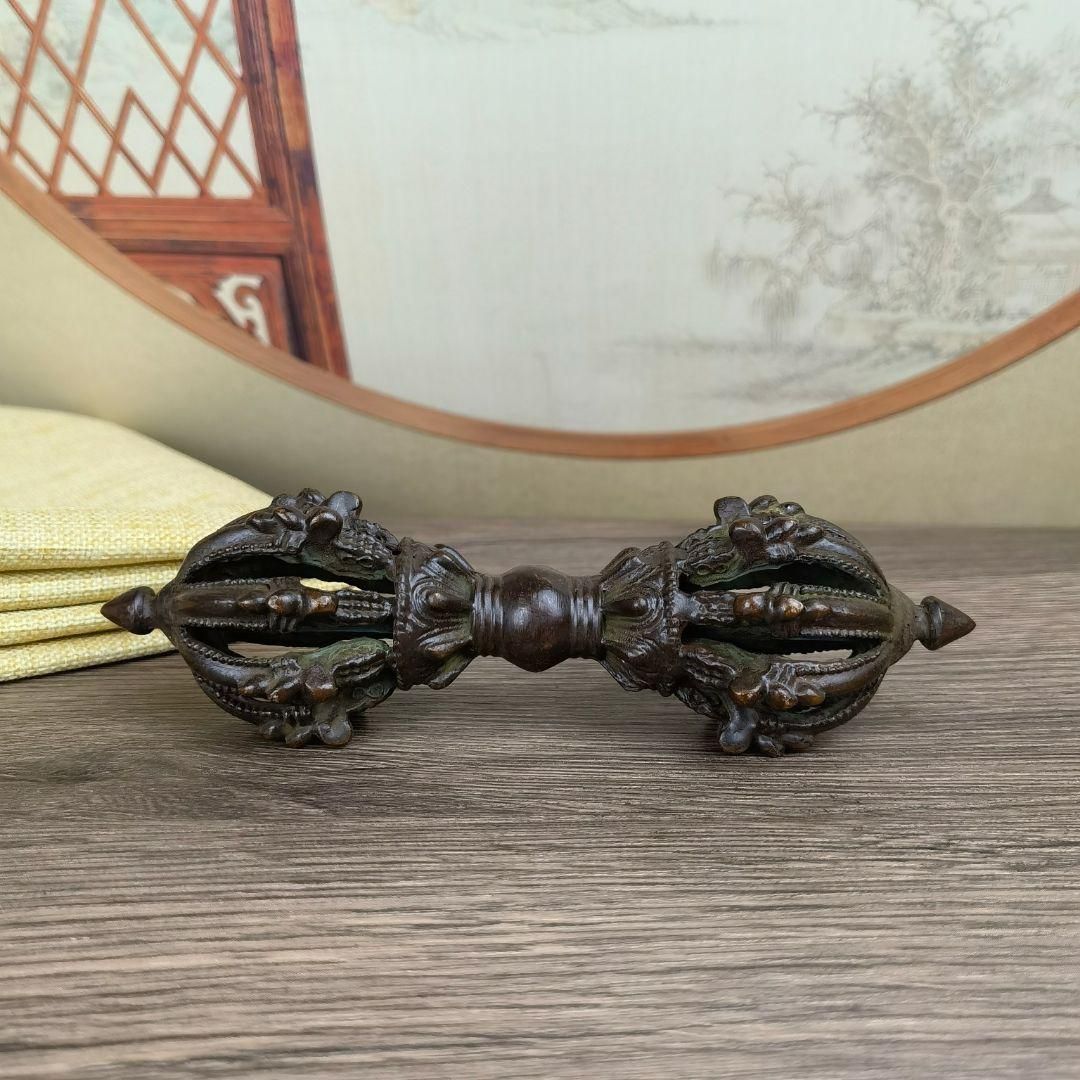 九股法器 金剛杵 降魔杵 密教法器 銅製品 鎮宅辟邪 開運風水 招財 置物