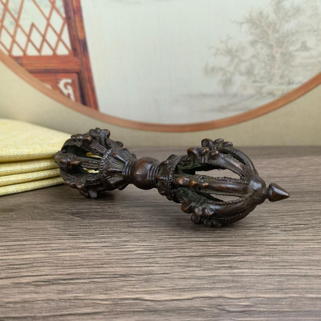 九股法器 金剛杵 降魔杵 密教法器 銅製品 鎮宅辟邪 開運風水 招財 置物