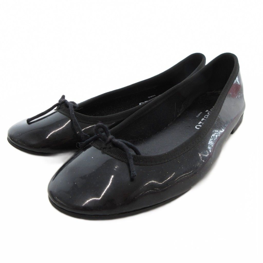 レペット Repetto パテントバレエシューズ 35 22cm パンプス リボン 黒